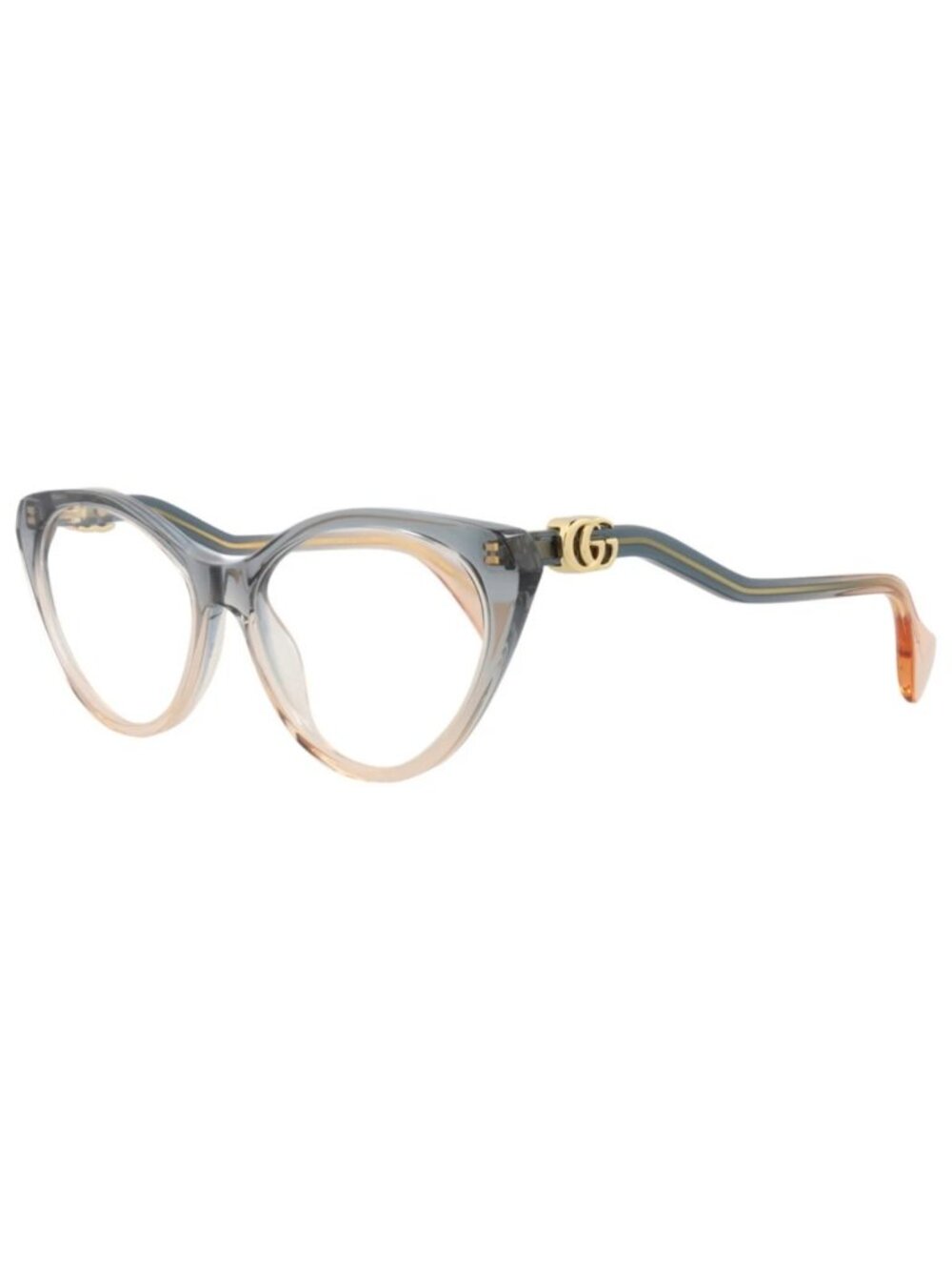 New Gucci Women's Eyeglasses Cat Eye Acetate Frame Blue Blue Transparent